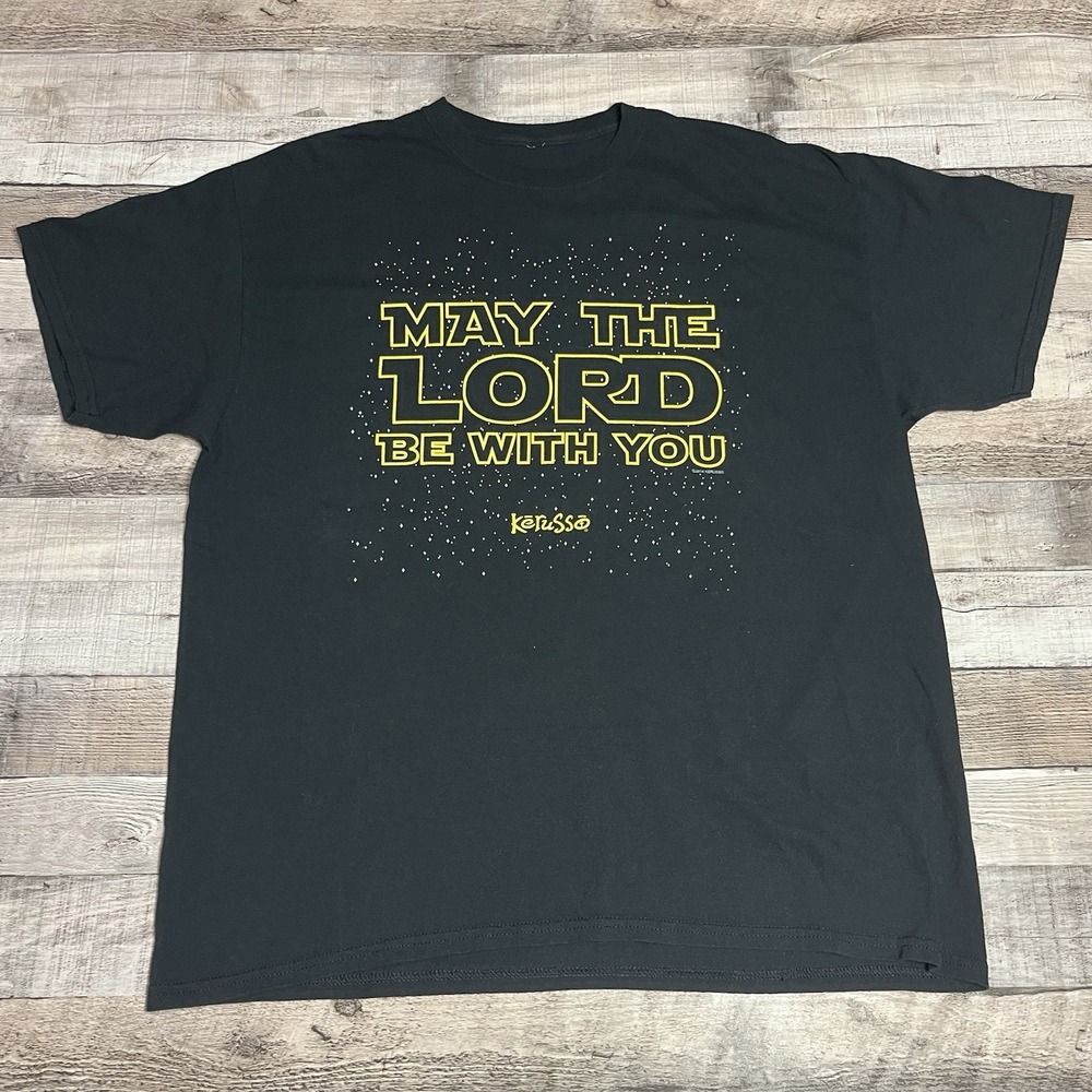 Kerusso Shirt Size XL Black 2014 May The Lord Be With You Star Wars Parody Jesus